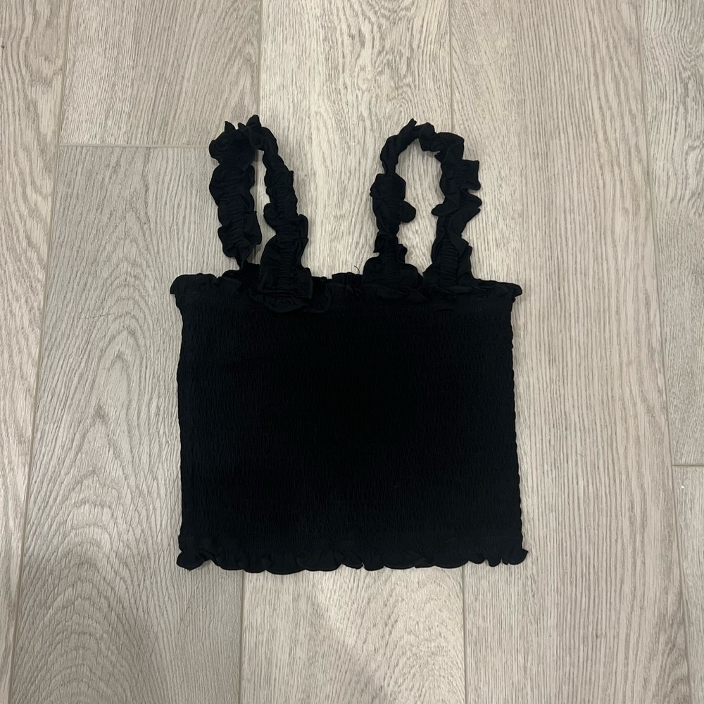 super cute frill trimmed shirred y2k preppy boho streetwear rich crop top